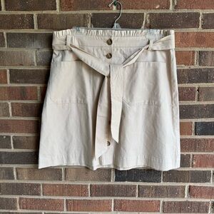 LOFT outlet khaki button-front skirt with ruffle waist - size 14